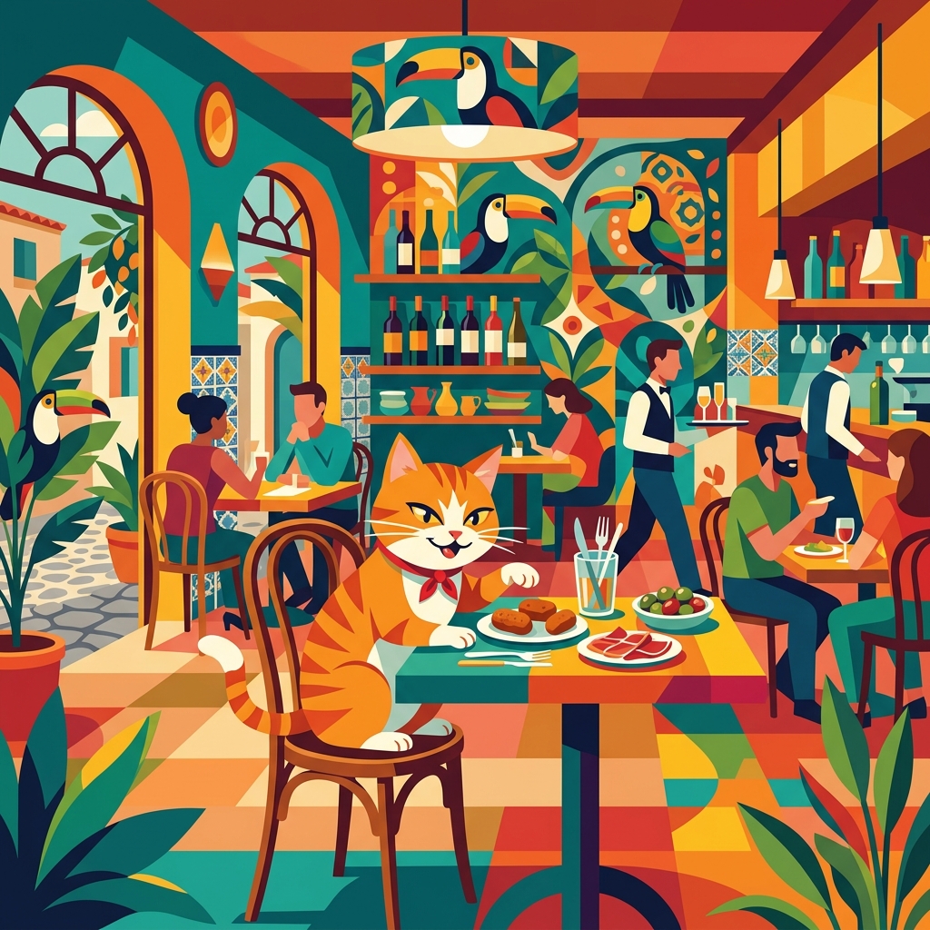 Chester en el restaurante