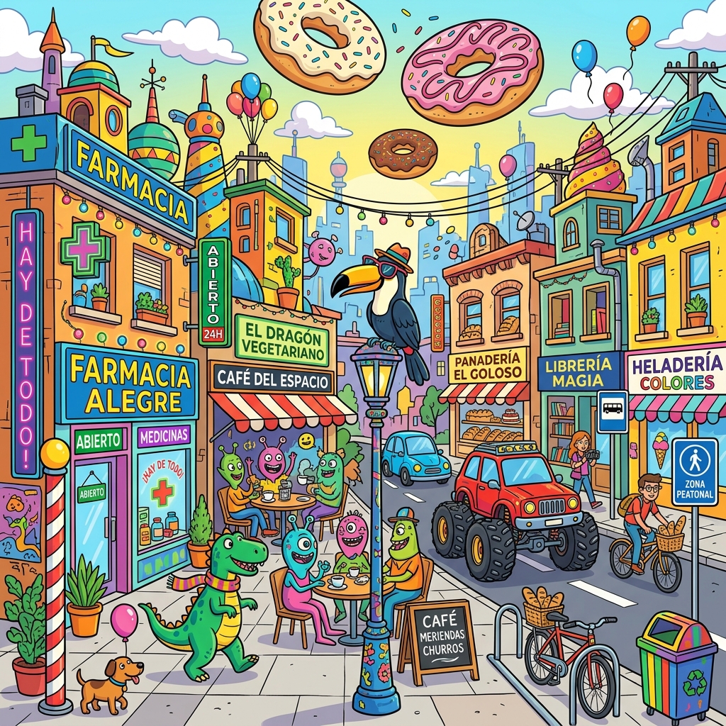 Ciudad Loca con Dinosaurios y Rosquillas