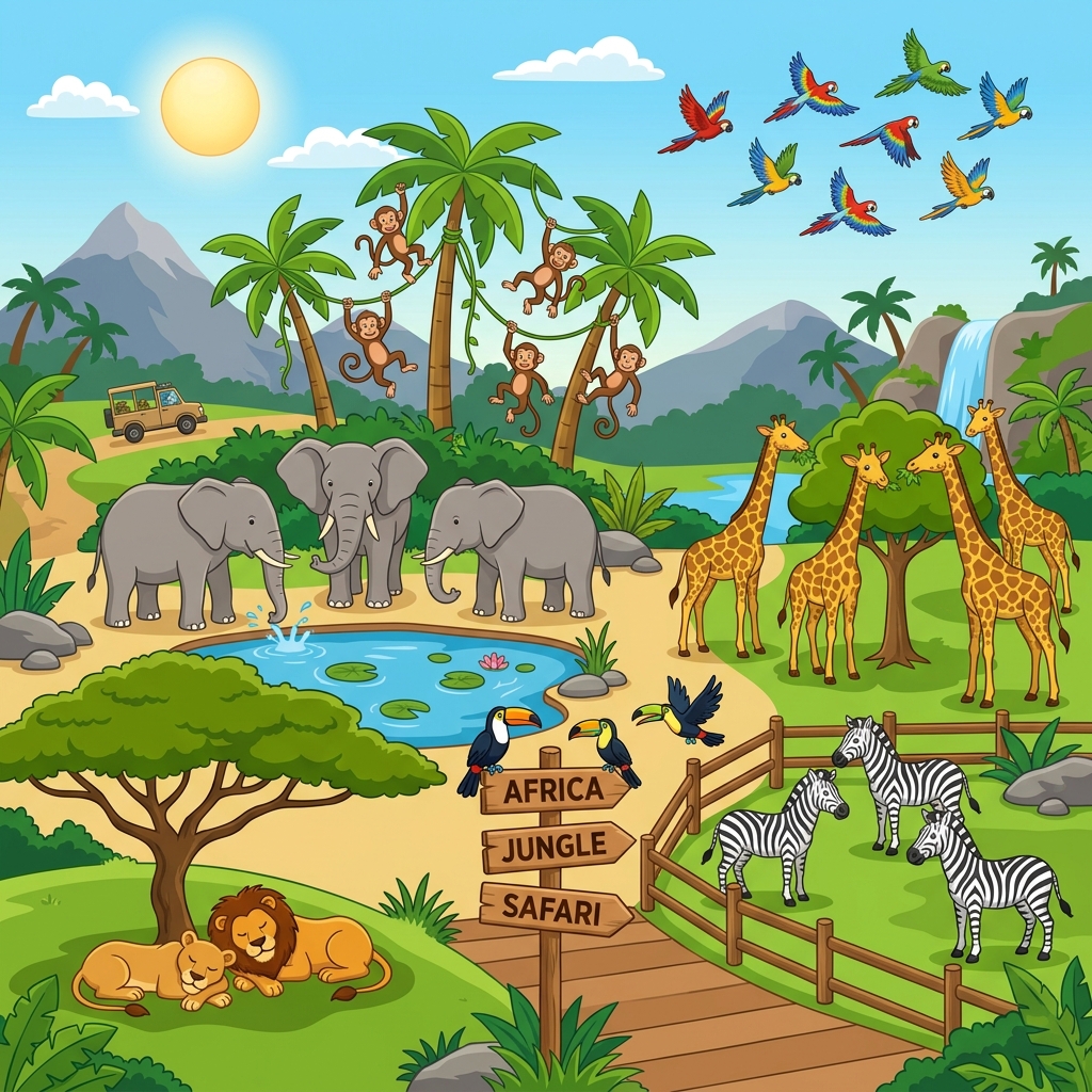 Zoológico - Escena para contar animales