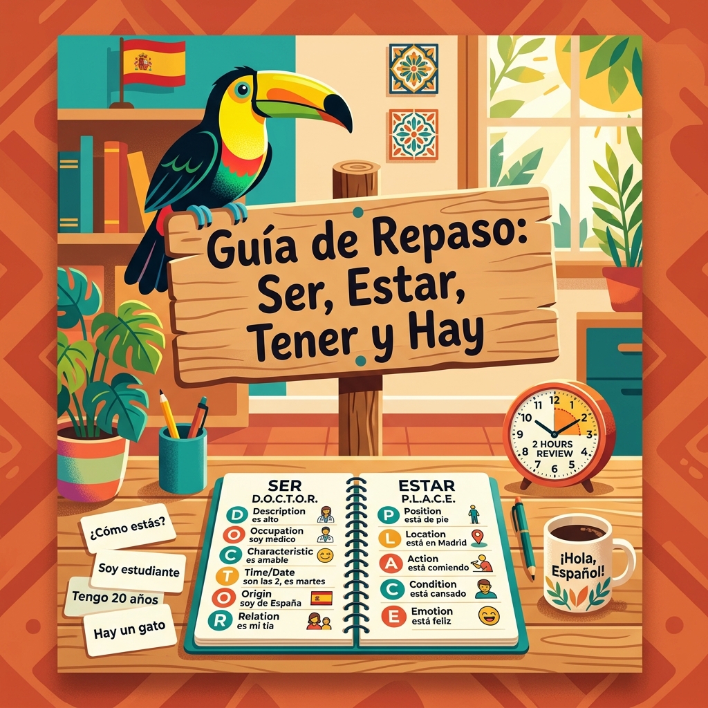 Guía de Repaso Ser Estar Tener y Hay A1