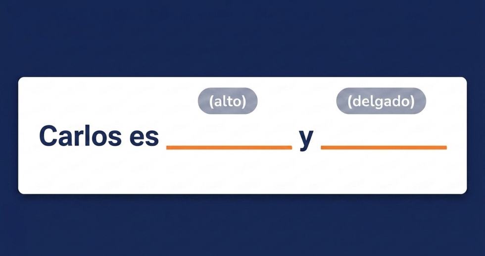 Ejercicio con (alto) y (delgado): Carlos es _____ y _____ 