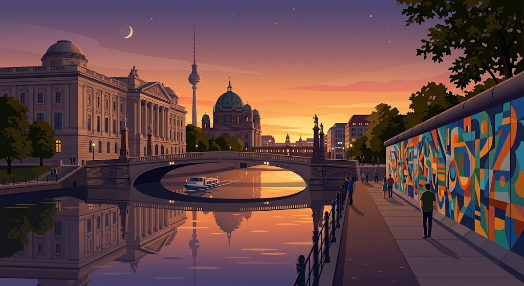 Isla de los Museos de Berlín y el Muro con murales
